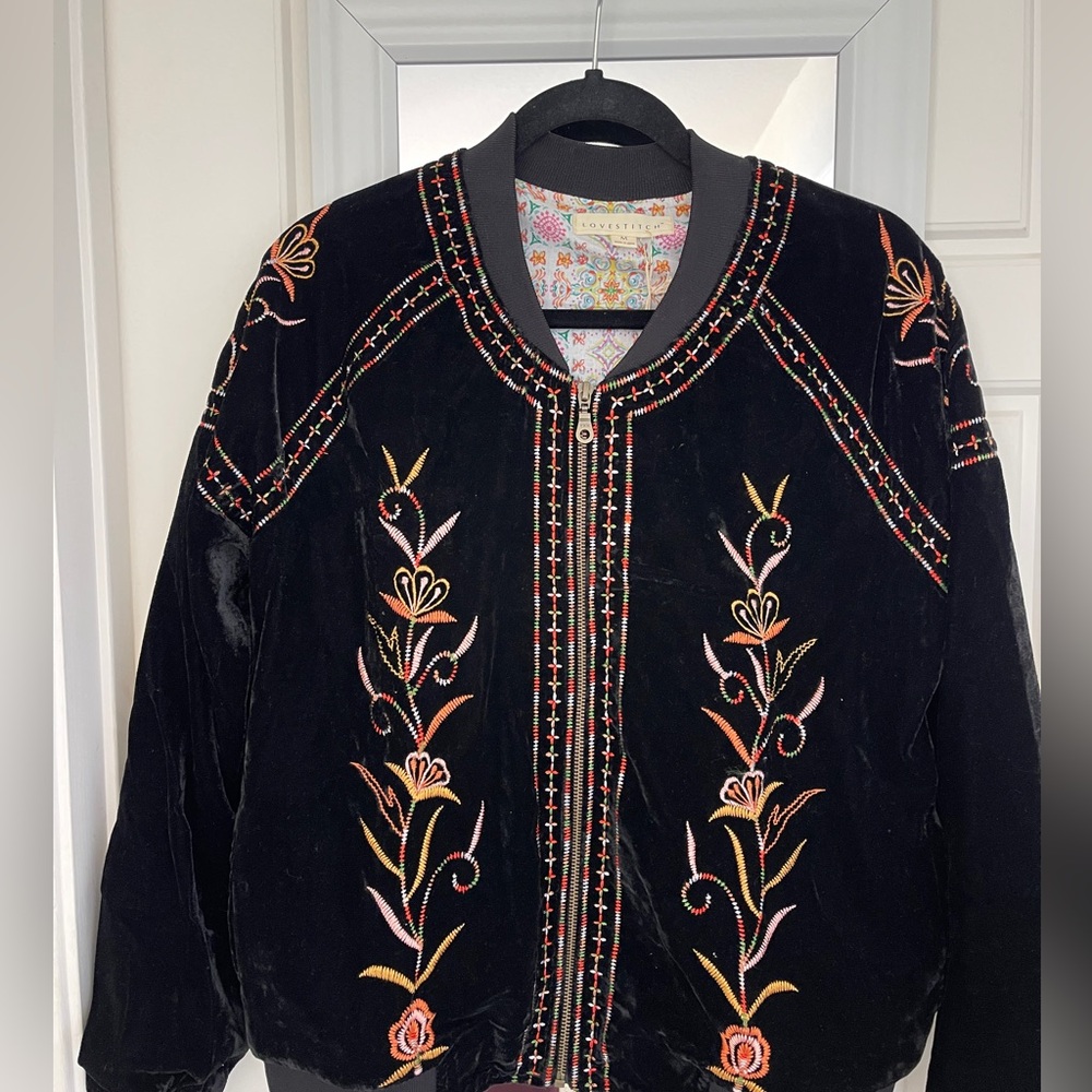 NWT LoveStitch velvet bomber jacket